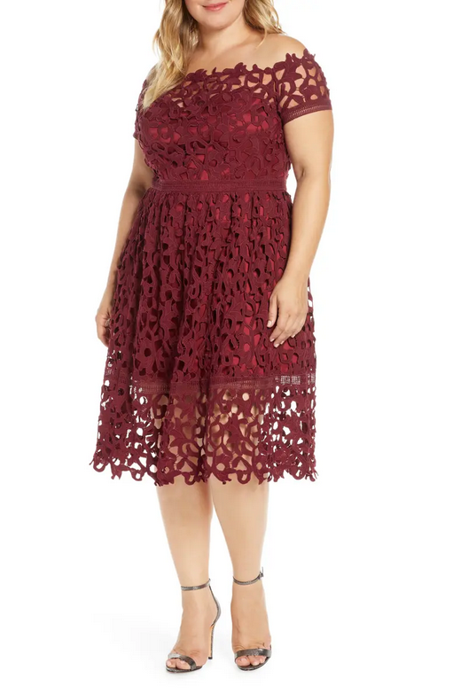 knee length dresses for ladies Ever-Pretty Inclusive Plus Size Lace Long Lantern Sleeves V-Neck A-Line Summer Formal Wedding Guest Dress