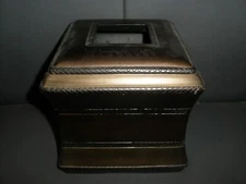 KOHL'S Brown Heavy Square Tissue Box Cover EUC 5" x 5" x 6"