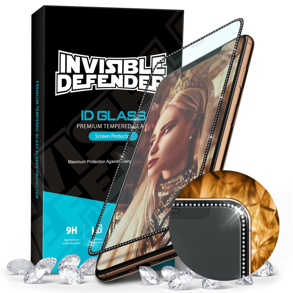 Протектор экрана Ringke закаленное стекло для iPhone X XS XR [Jewel Frame Edition] - Изображение 2 из 4