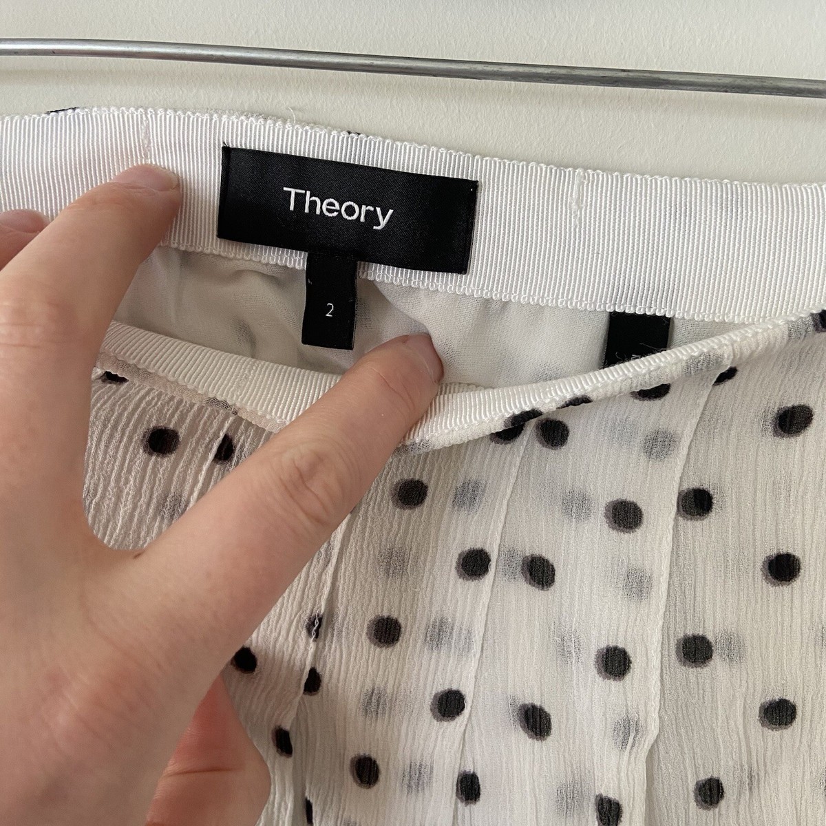 Theory Polka Dot High Waisted Pleated Midi Silk Skirt 2 | eBay