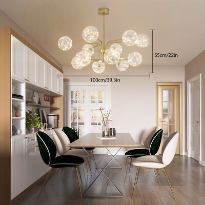 Modern Large Chandelier 12 Light Pendant Light Hanging with Glass Globe 110V