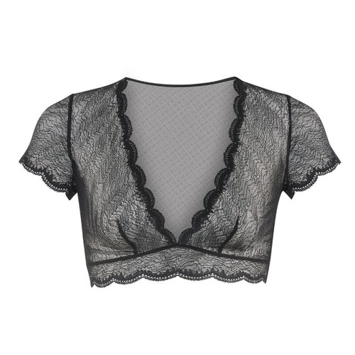 SIMONE PERELE FRIVOLE TOP EN DENTELLE ET TULLE STRETCH TAILLE 1 OU S NOIR - Picture 6 of 6