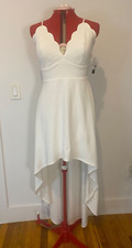 David bridal ivory dress low/higth length, size 12 , V-neckline