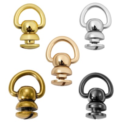 2Pcs Rotating D Rings Studs Rivets Metal Studs Rivets for Leather Collar Belt