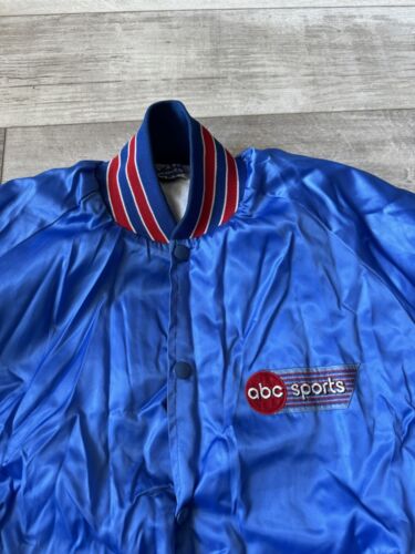 Vintage ABC Sports Jacket Size Medium Logo Promo TV Windbreaker Bomber Satin - Picture 2 of 15