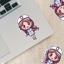 Cute Nurse Sticker Weatherproof Vinyl for Water Bottles, Laptops More