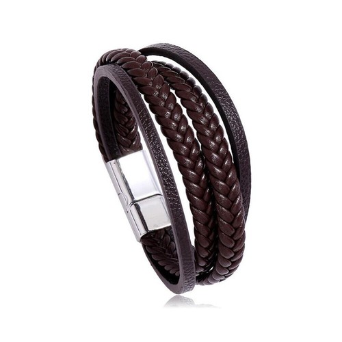 Magnetic Mens Leather Wrist Braided Bracelet Wristband Bangle - Picture 12 of 12