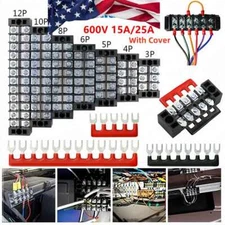 US Dual Row 3-12 Positions 600V 15A Screw Terminal Block Terminal Barrier Strip