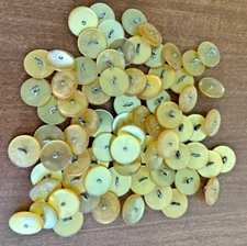 (70)-Vtg-YELLOW-WIRE SHANK BUTTONS~.75”-Sewing~Button Lovers-Jewelry