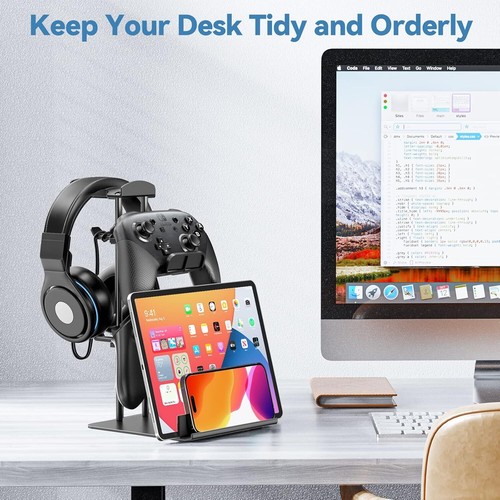 Soporte para auriculares, soporte para controlador y soporte para auriculares para escritorio, soporte para auriculares - Imagen 4 de 7