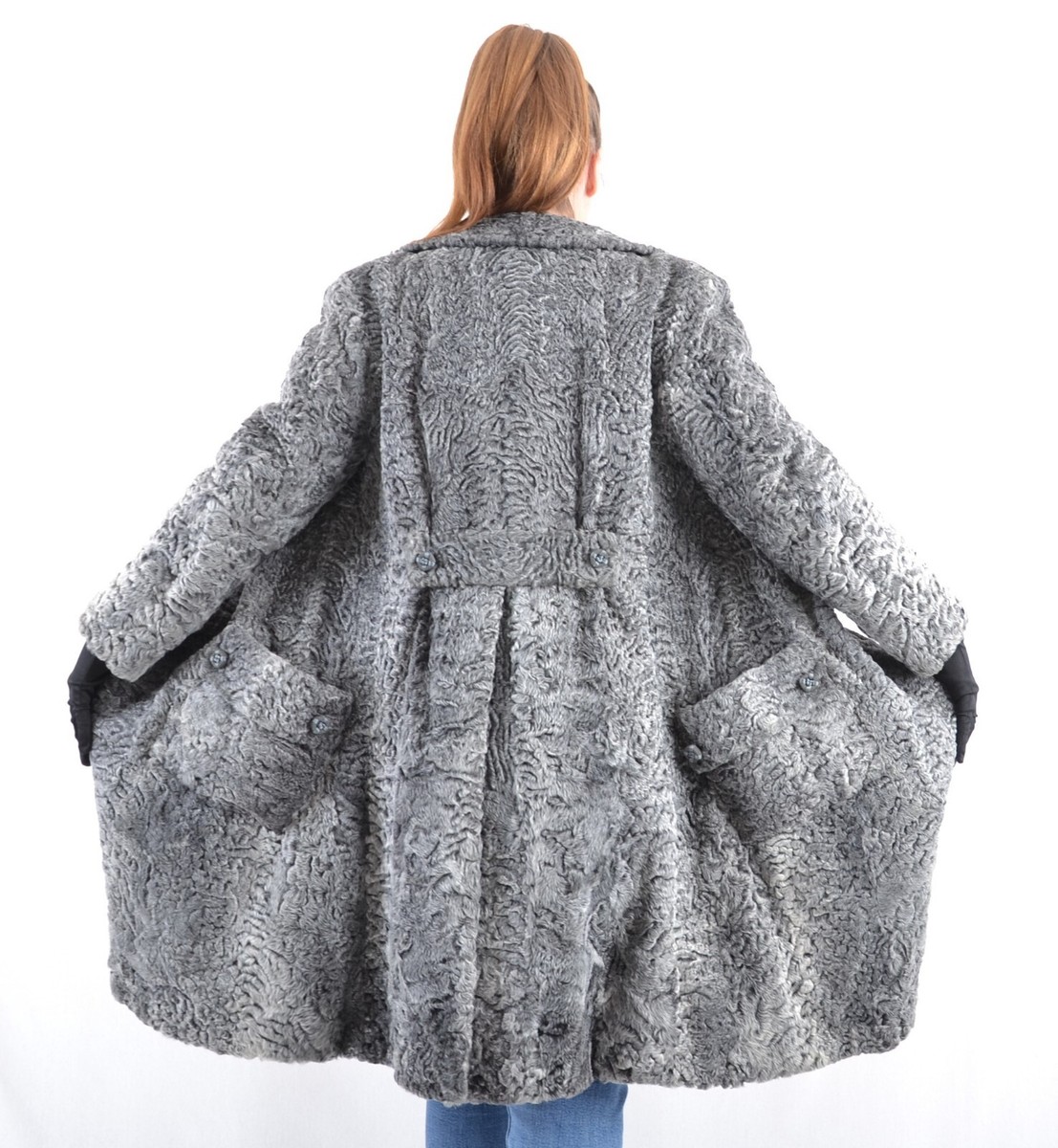 Persianer Mantel Echtpelz Kragen Grau A4786 SWAKARA PERSIANER