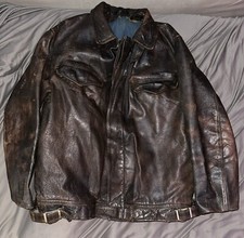 Alte braune Lederjacke Bikerjacke 1947 Grösse PRYM L 52 Erdmann ? Zielker?