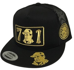 EL CHAPO GUZMAN 701 3 LOGOS HAT BLACK MESH SNAPBACK ADJUSTABLE LOGO