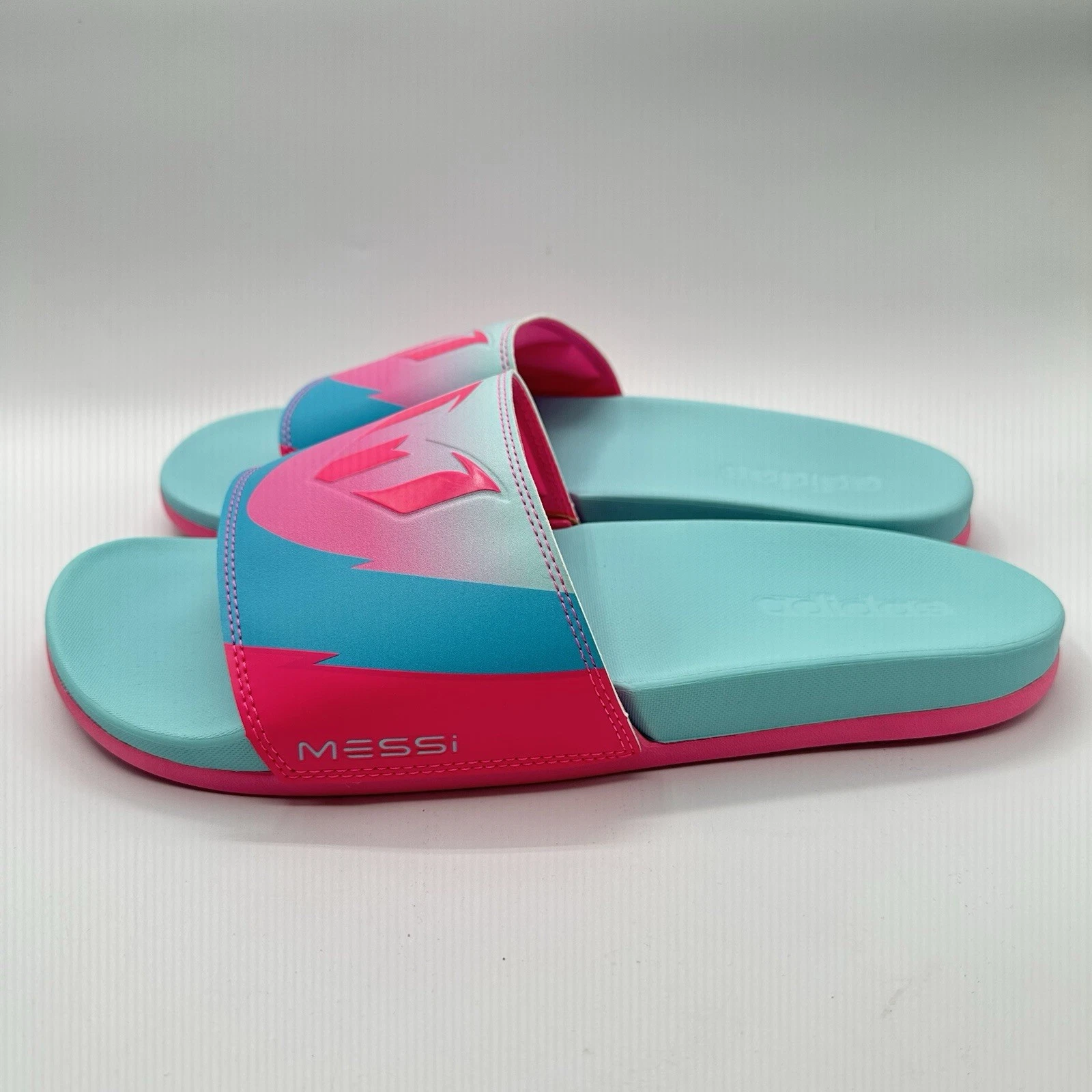 Adidas Mens Adilette Comfort Slides Messi InterMiami Pink/ Blue Size 11 |JR6326|