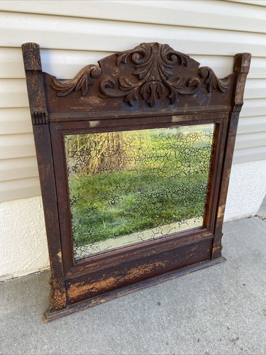 Antique 1800’s 19th Century Dresser Vanity Mirror Swivel Pivot Wooden Ornate