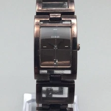 Guess Watch Womens 18mm Brown Bracelet Rectangular US5052L1 New Battery 7.5"