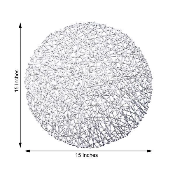 6 manteles individuales de vinilo redondos plateados de 15" de ancho decoraciones de fiesta boda Foto 2 de 4