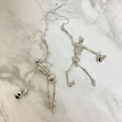 Vivienne Westwood Skull Skeleton Earrings Silver w/Pouch NO BOX | eBay