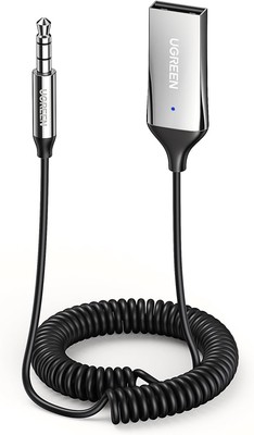 UGREEN Aux to Bluetooth 5.3 Adapter 3.5mm Receiver for Car Silver 