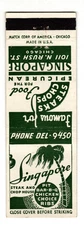 SINGAPORE matchbook matchcover - CHICAGO, ILLINOIS