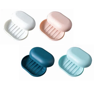Porte-savon évacuant l'eau ovale récipient scellé douche salle de bain bleu f - Photo 1/4