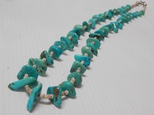VINTAGE NAVAJO INDIAN TURQUOISE NUGGET HEISHI SHAMAN STYLE NECKLACE