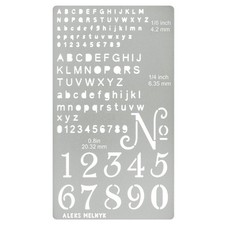 Aleks Melnyk No.422 Metal Stencil, Tiny Letters, 10.2 cm x 17.8