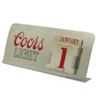 Vintage Coors Light Metal Desk Calendar Bar Display Sign Red White Silver Beer