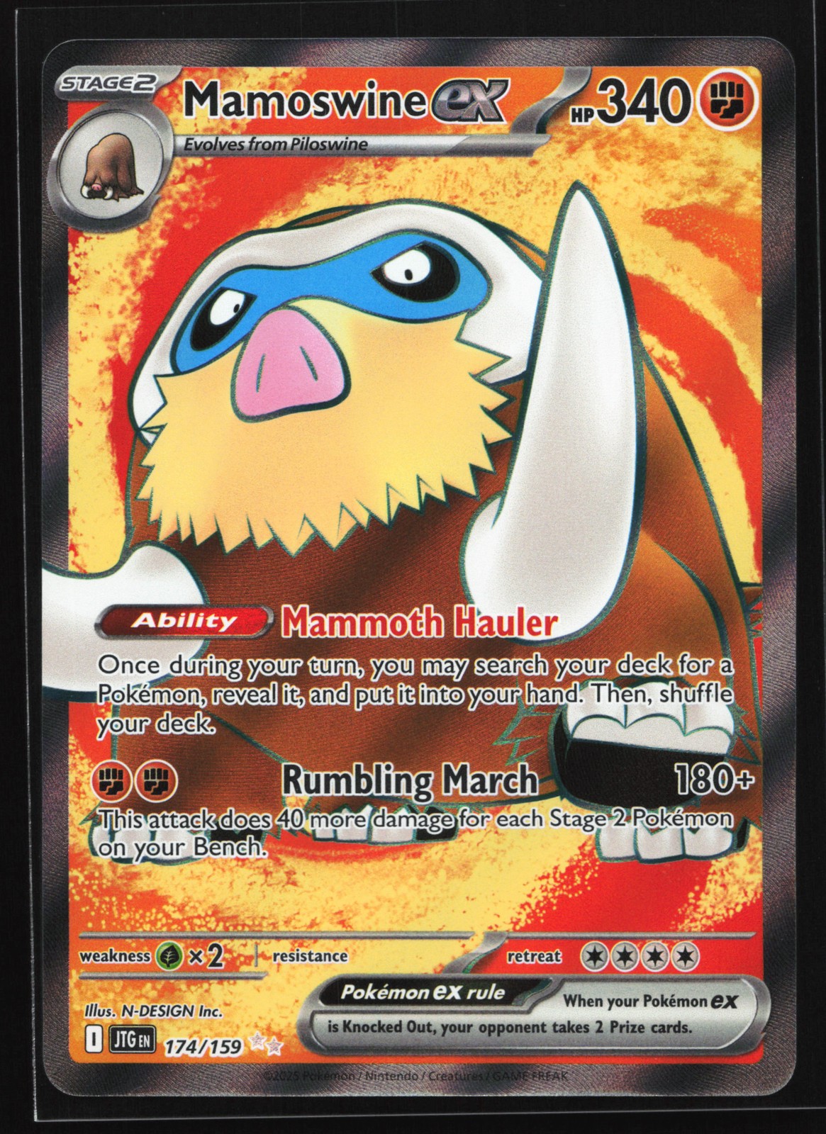 Mamoswine ex 174/159 SV09: Journey Together Ultra Rare Pokemon Card