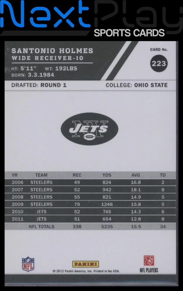 2012 Score #223 – Santonio Holmes | - Image 2 of 2