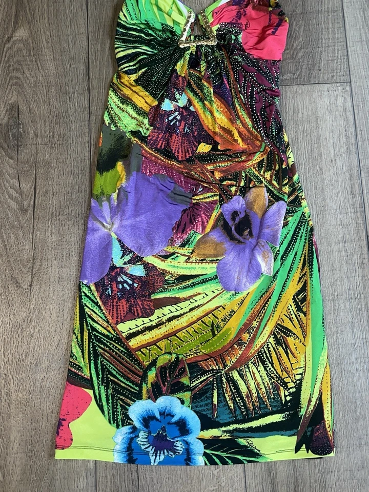 Roberto Cavalli 🌸Sexy Club Y2K Party Dress Stretch 2010 Halter Signature UU106 - Image 3 of 4