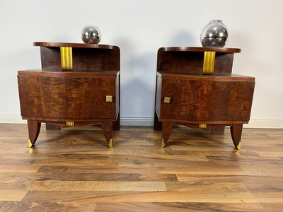 Art Deco Paar Nachtschrank Jacques Adnet ? Jules Leleu ? Chevets night table
