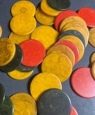 Lot of 34 Bakelite Swirl Poker Chips Art Deco 1935