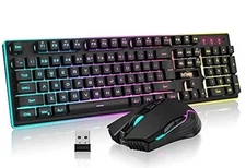 REDTHUNDER K10 WIRELESS KEYBOARD MOUSE COMBO LED RECHARGEABLE 3800MAH - BLACK