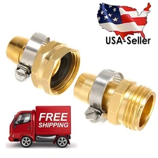 3/4" Garden Brass Mender End Repair Kit Hose Connector Male Female 0.75 Diameter