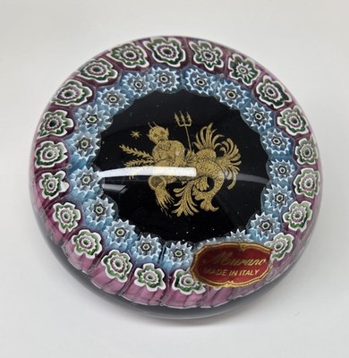 Murano Glas Briefbeschwerer Sternzeichen Wassermann Ferro Lazzarini