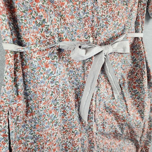 Tommy Hilfiger Dress Womens Large Pastel Floral Shirt Dress Belted Pocket Cotton - Picture 7 of 23