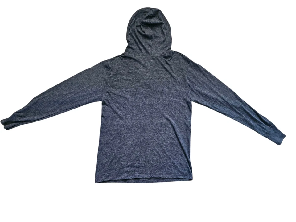 液体蓝色男式 Raglan 长袖性能 V 领连帽套衫,尺寸 M — 第 2/4 张图片