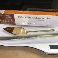 New Stainless Steel Cake Knife Server Set Gold Color