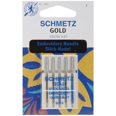 Euro-Notions 1825 Gold Embroidery Machine Needles-Size 14/90 5/Pkg