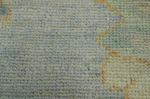 Hellblau Oushak Vorleger 9x12 Pflanzenfarbe Handarbeit Wolle Türkischer Teppich - Bild 7 von 14