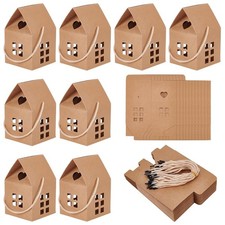 30Pcs House Shaped Gift Boxes, 3x3x5inch Log Kraft Paper Candy Box Cardboard ...