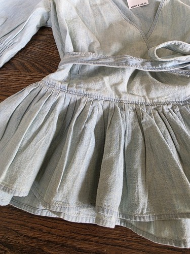 NWT Polo Ralph Lauren Cotton Chambray wrap Top Size S - Afbeelding 8 van 13