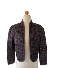 Quilted Floral Women Blazer crop Jacket Custom Made Vintage Style Size Small