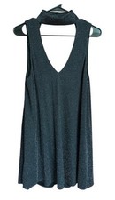 Show Me Your Mumu Womens Black Metallic Whimsigoth Choker Mini Dress Medium