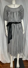 Vintage Blouson Dress Black White 70s 80s Rich Girl Union Made Albert Nipon 6