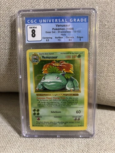 CGC 8 Venusaur 1999 Base Set 15/102 Shadowless Holo Pokemon Card