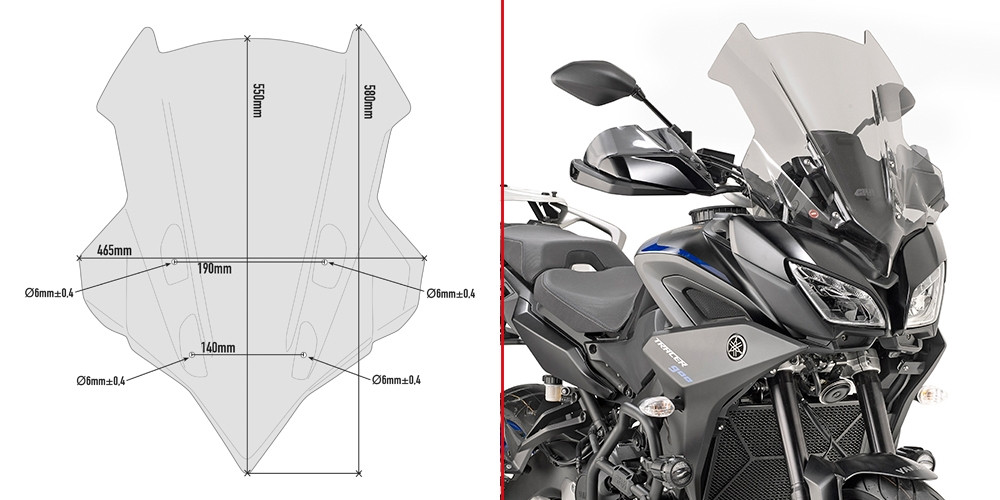 Specific Windshield Yamaha Tracer 900 / Tracer 900 GT (18 > 20) Givi D2139S