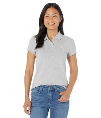 US Polo Assn Womens Short Sleeve Polo Shirt Optic White XL Cotton Blend