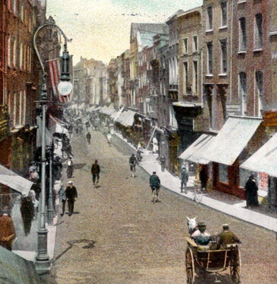 Antique DB Postcard Grafton Street Dublin Ireland Horse & Carriage c1900s